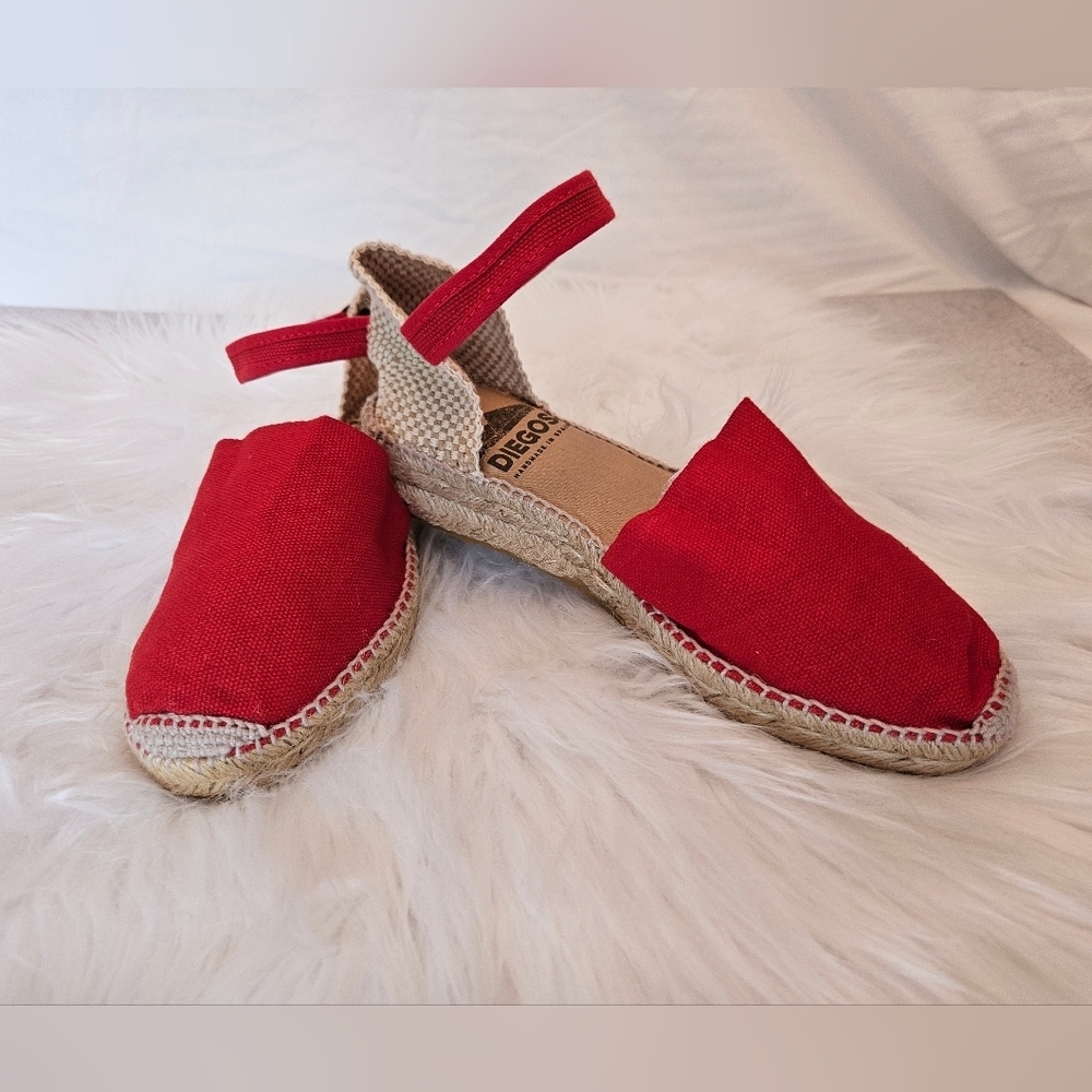 Diegos Classic Spanish Handmade Red Anklestrap Espadrilles for Women Size 37 NWT - Picture 4 of 15